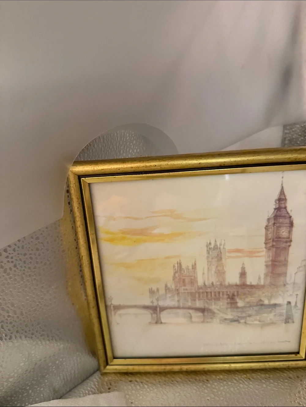 Vintage Water Color depicting the House of Parliament and Big Ben in London